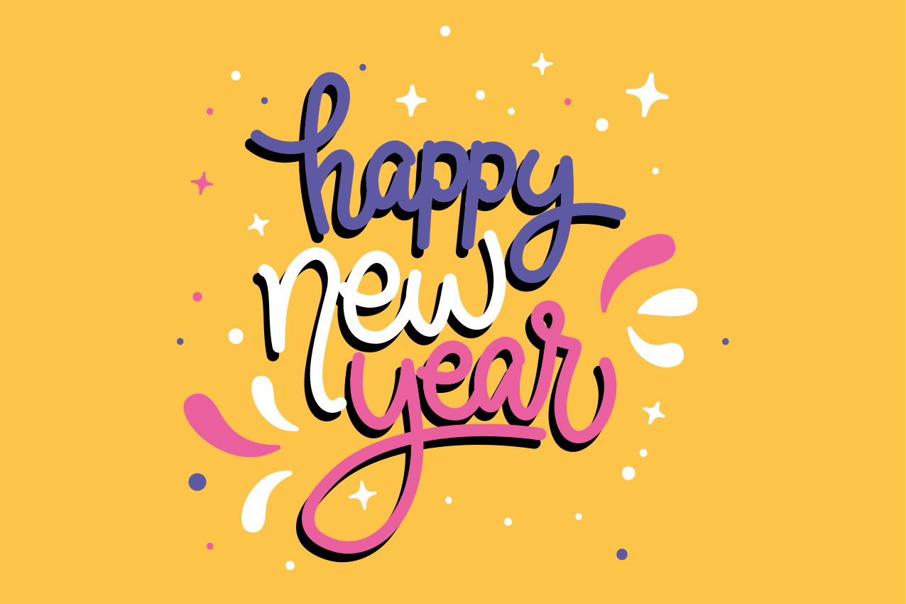 Sjov tegneserie nytår originale dækkeservietter - TenStickers