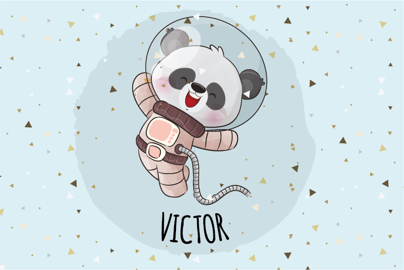 Sød panda til dreng med navnebørn dækkeservietter - TenStickers