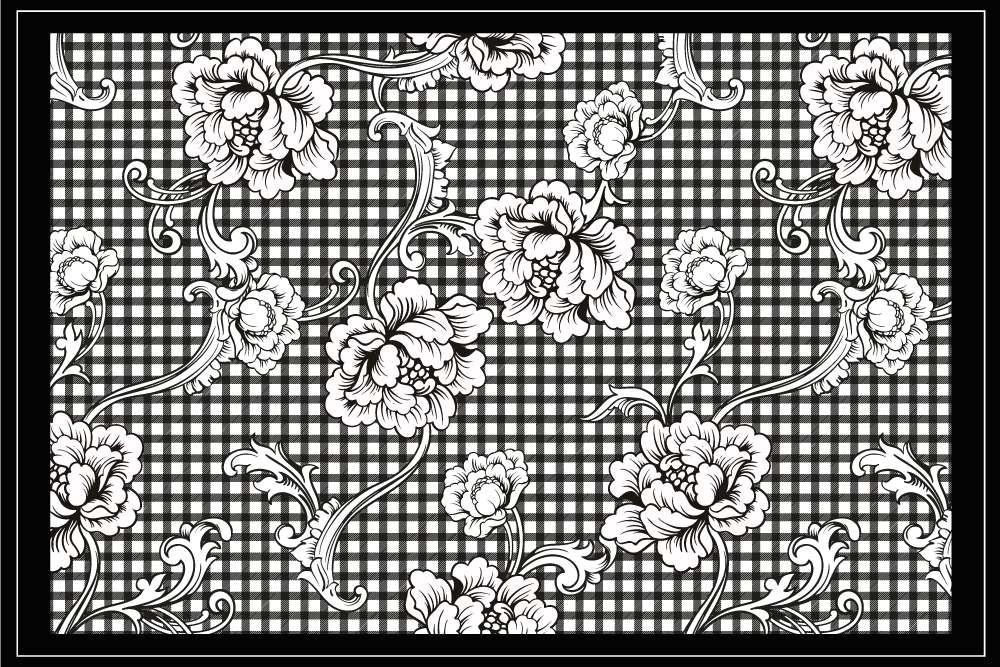 Elegant dækkeserviet med sort blomsterprint - TenStickers
