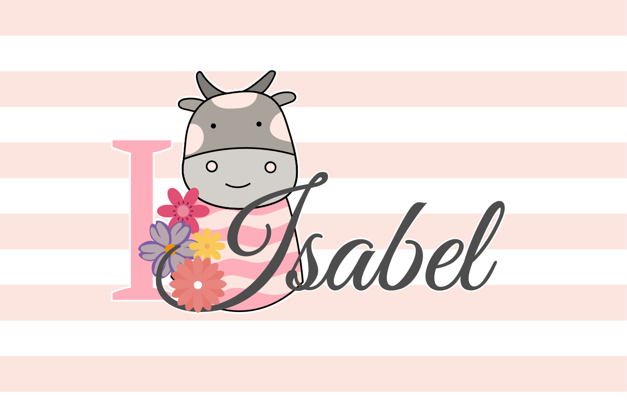 Navn dækkeserviet med ko-tema personligt design - TenStickers