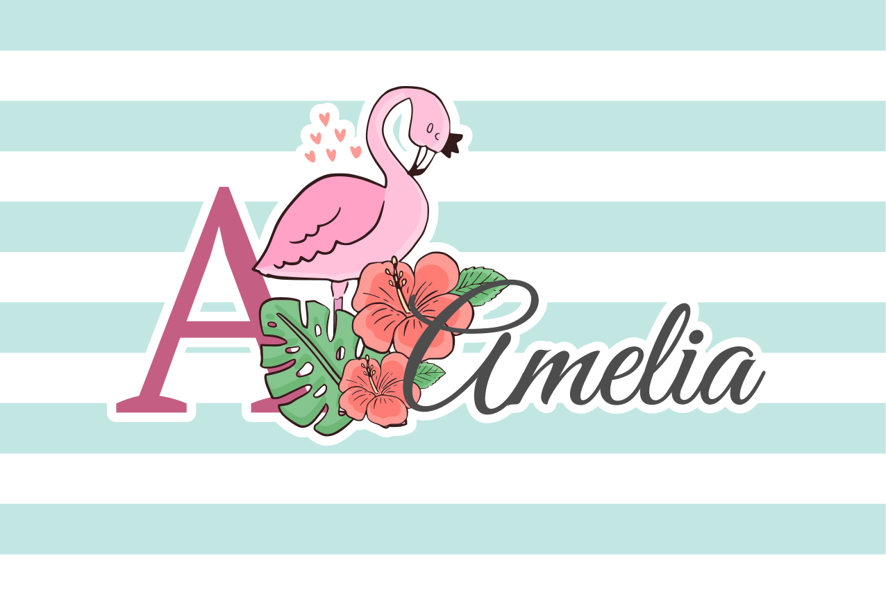 Dækkeserviet børn flamingo monogram amelia - TenStickers