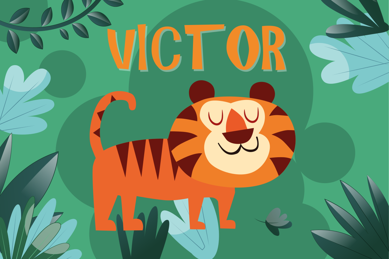 Sød tiger til dreng med navn børn dækkeservietter - TenStickers