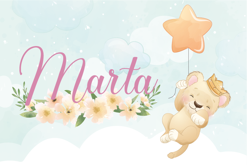 Sød løve til pige med navn børn dækkeservietter - TenStickers