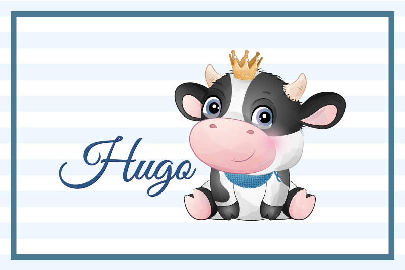 Sød ko til dreng med navnebørn dækkeservietter - TenStickers