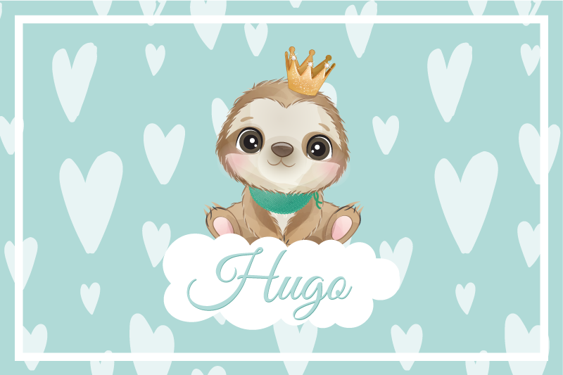 Sød dovendyr til dreng med navnebørn dækkeservietter - TenStickers