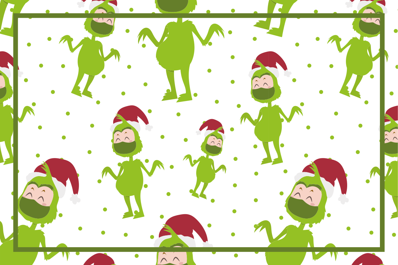 Jule dækkeserviet med glade grinch figurer - TenStickers