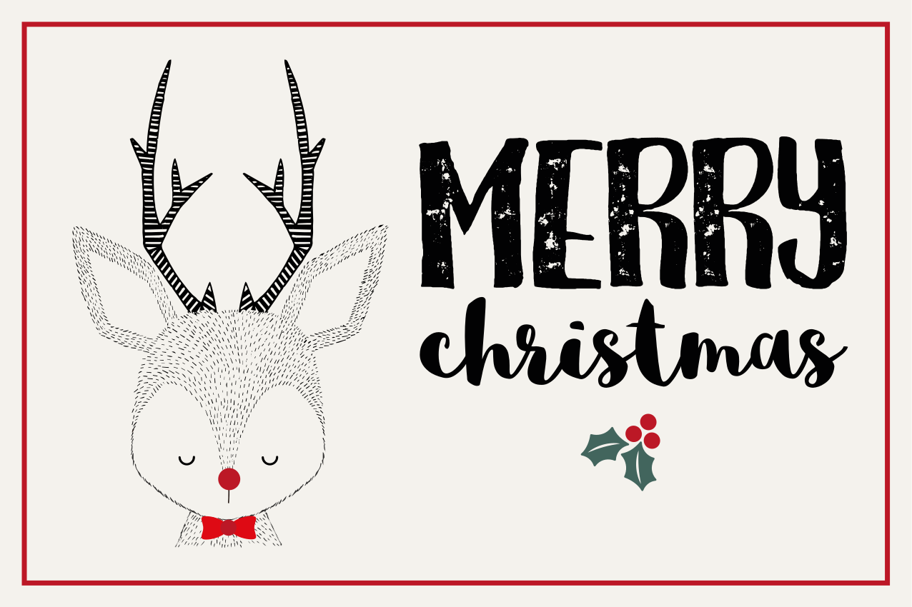 Jule dækkeserviet med glad ræv illustration - TenStickers