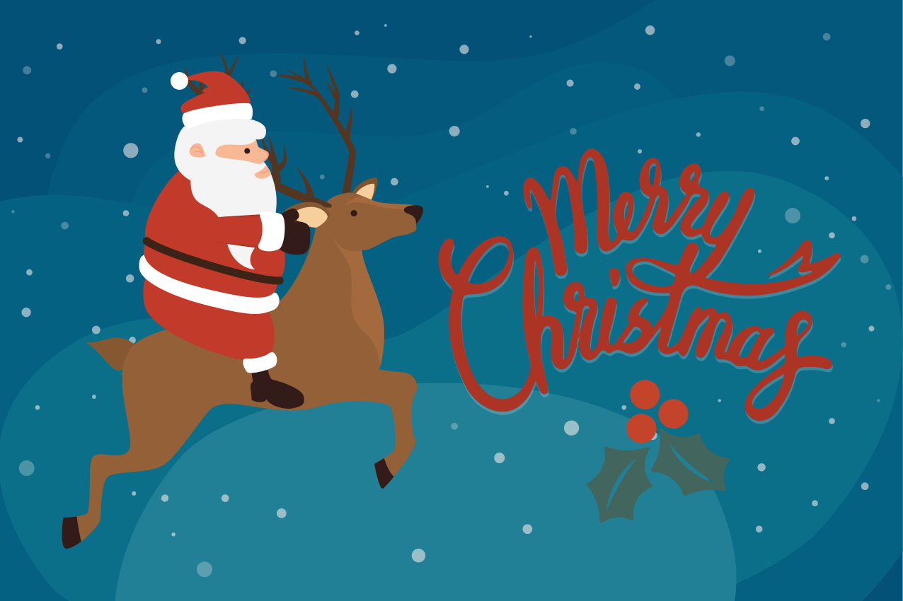 Jule dækkeserviet med julemand på rensdyr - TenStickers