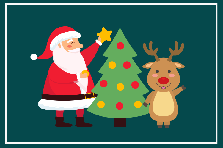 Jule dækkeserviet julemand og rensdyr - TenStickers