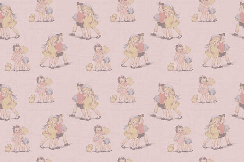 Dækkeserviet børn med vintage børneillustrationer - TenStickers