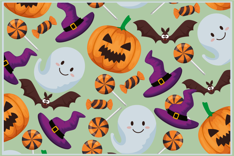 Halloween dækkeserviet farverige halloween elementer - TenStickers
