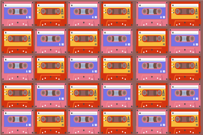 Rødt og pink 80'er kassettemønster dækkeserviet - TenStickers