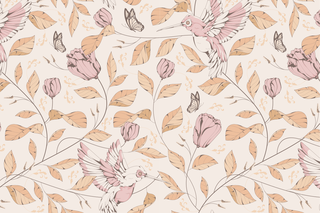 Tulipaner mønster beige farver elegante dækkeservietter - TenStickers