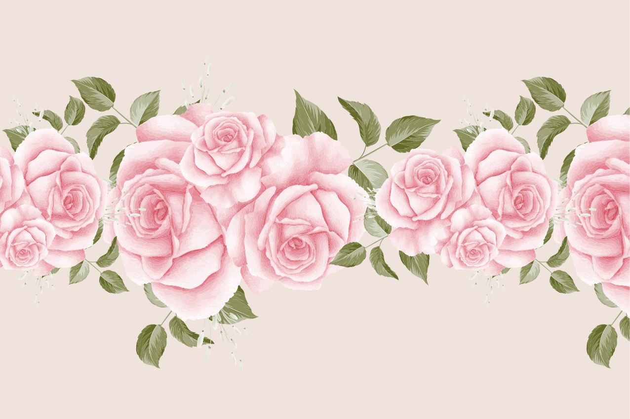 Vintage pink rose mønster elegante dækkeservietter - TenStickers