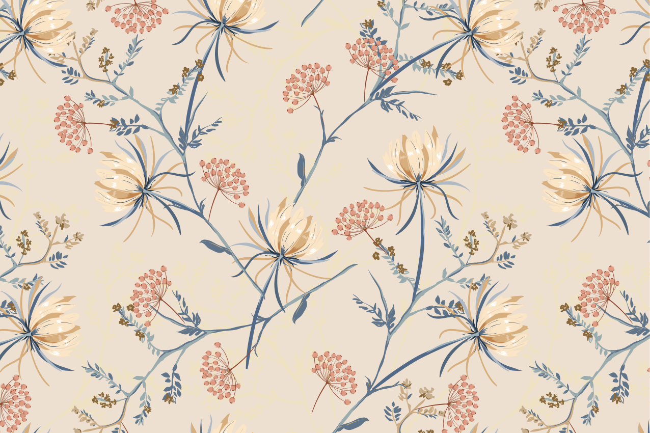 Dækkeserviet med blomster mønster detaljer - TenStickers