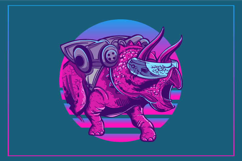 Original dækkeserviet med stiliseret rhinosaur karakter - TenStickers