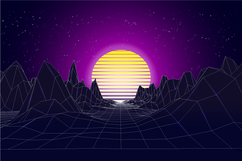 Moderne dækkeserviet geometrisk solnedgang landskab - TenStickers