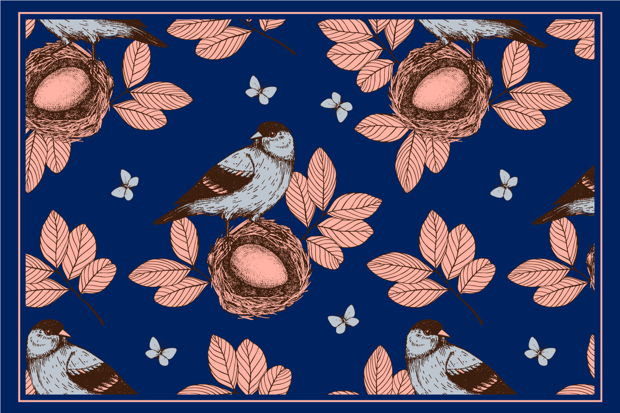 Afrikansk stil blå fuglerede originale dækkeservietter - TenStickers