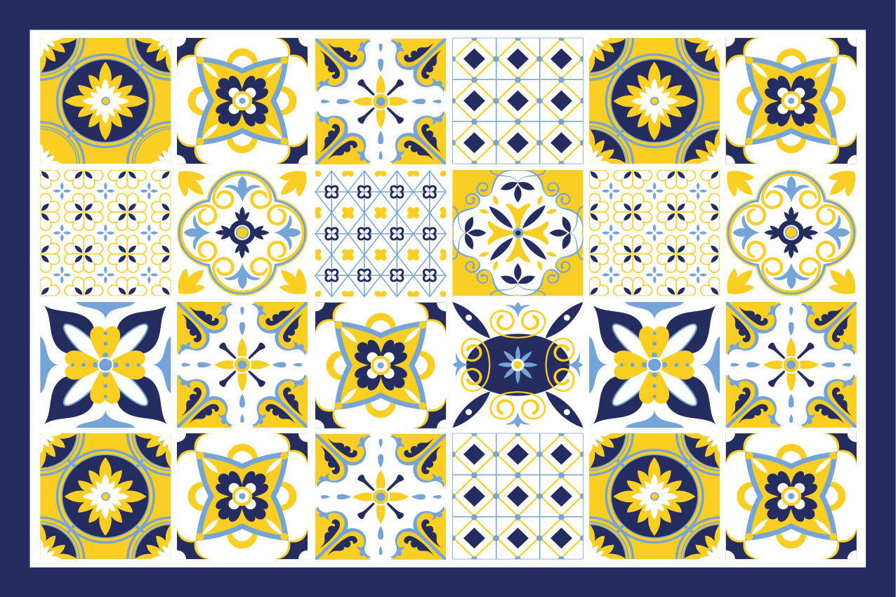 Dækkeserviet med farverige flisemønstre - TenStickers