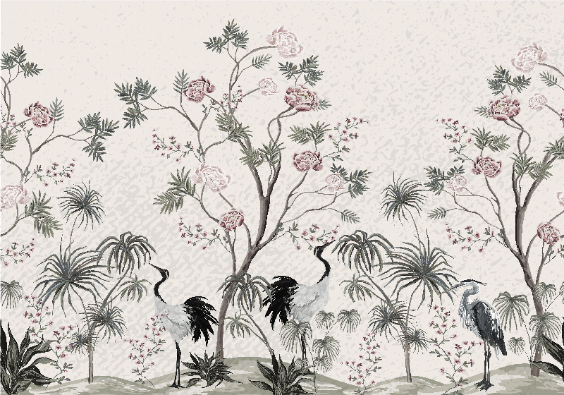 Dækkeserviet børn storke blandt blomster - TenStickers