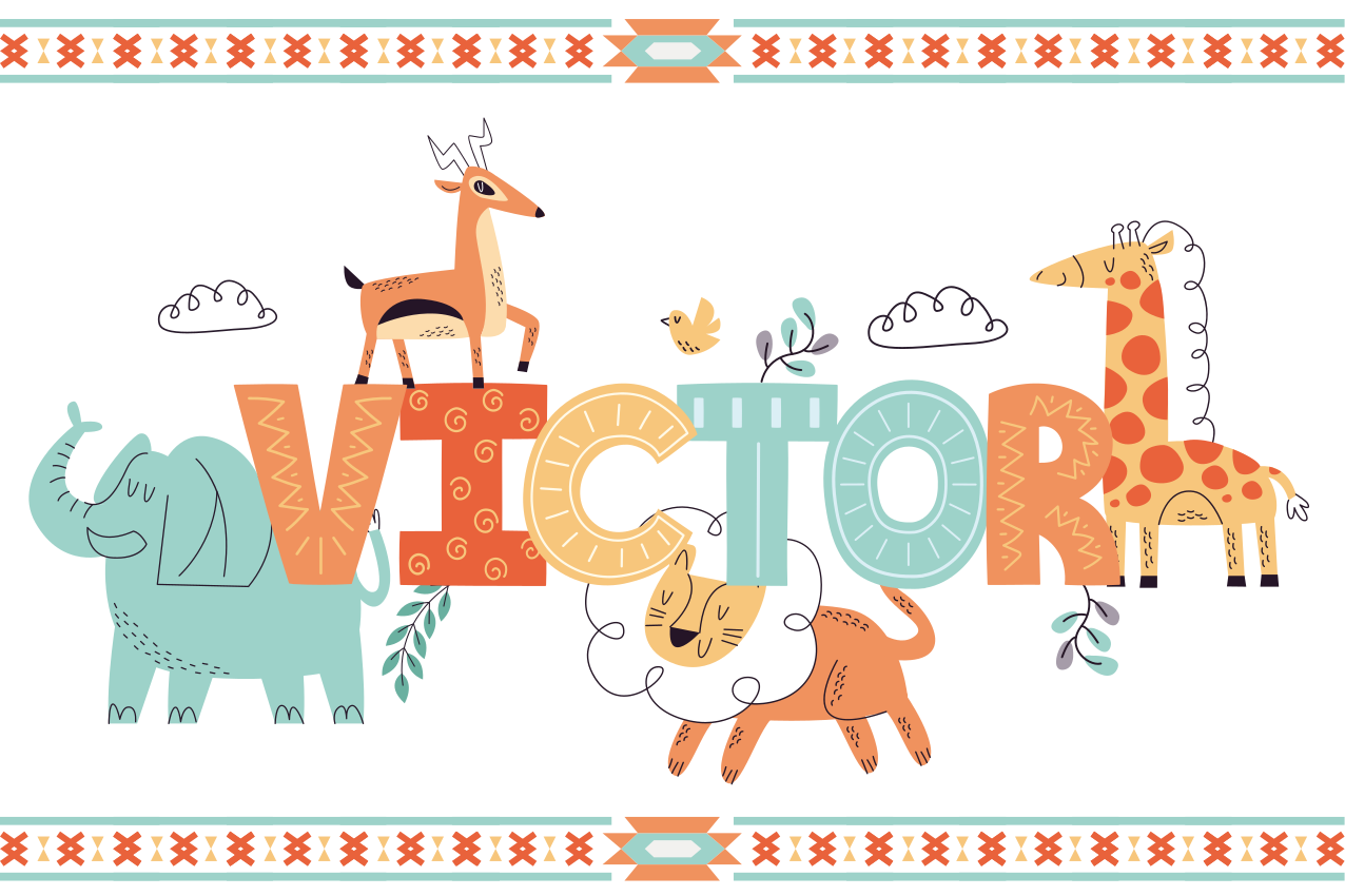 Dækkeserviet børn med dyrenavne kunst - TenStickers