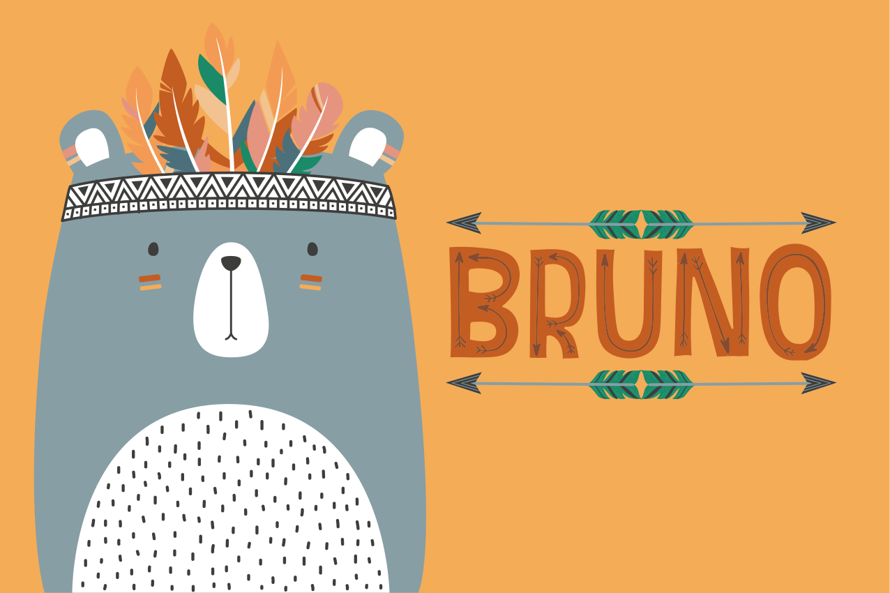 Dækkeserviet børn med sød bjørneillustration - TenStickers