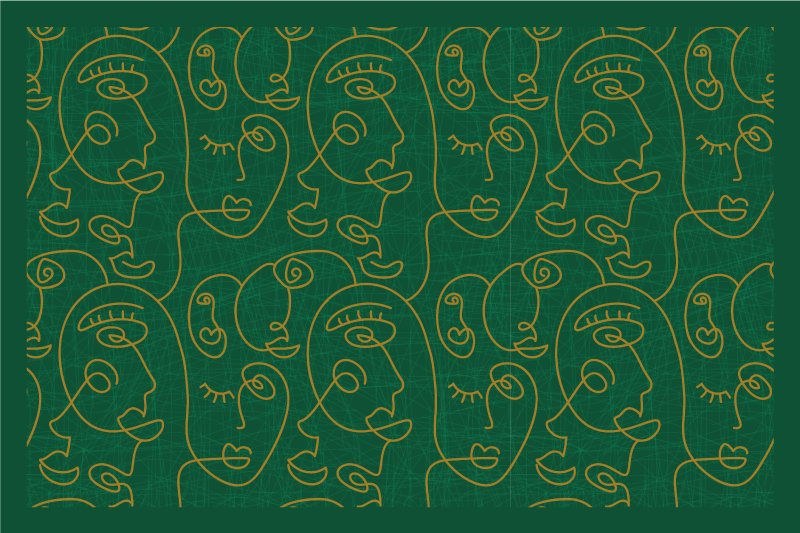 Abstrakt grønne tegnede originale dækkeservietter til kvinder - TenStickers