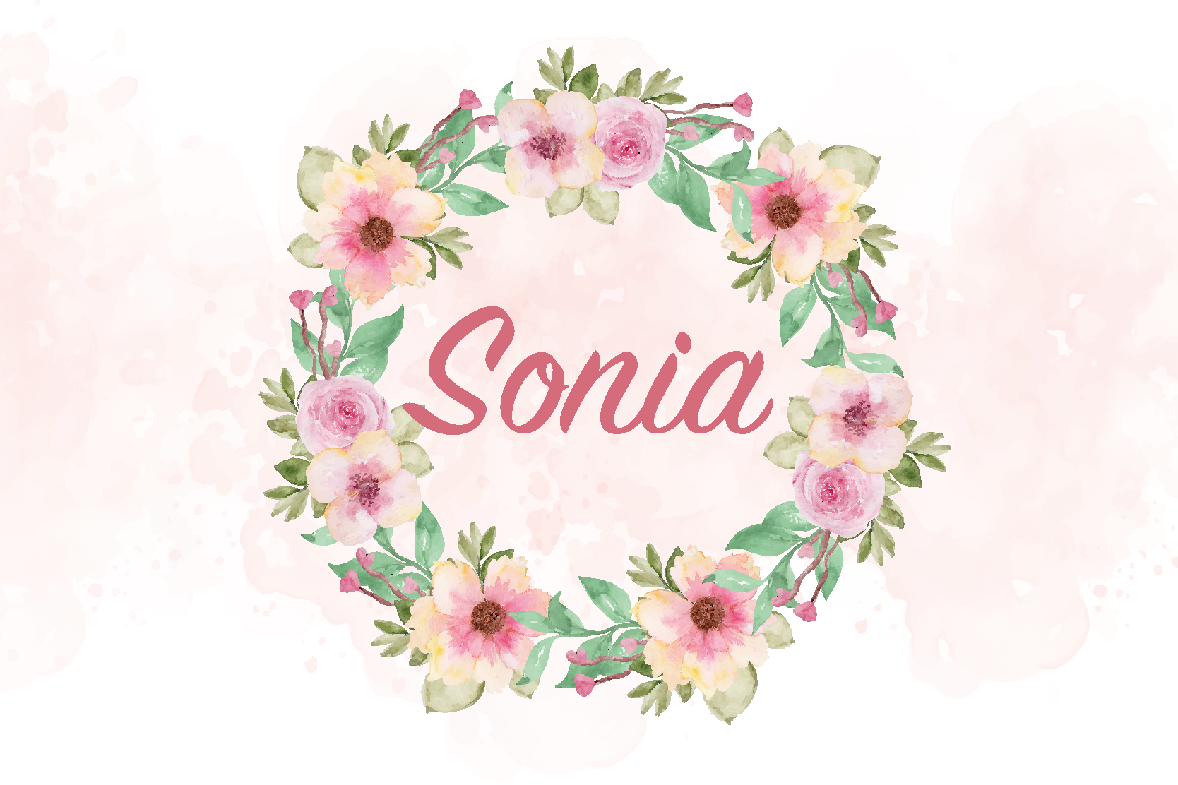 Akvarel blomster dækkeserviet med navn - TenStickers