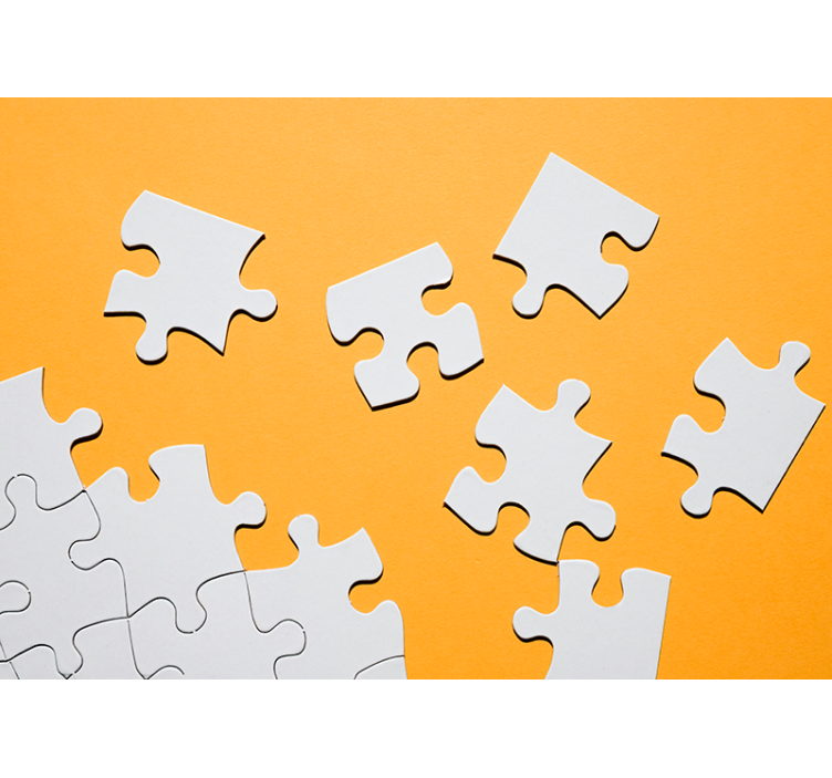 Puslespilsbrikker monteret på væg 3d fototapet - TenStickers