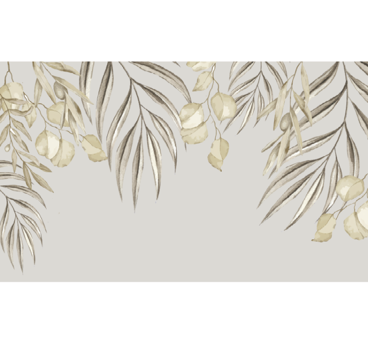 Blød beige palme fototapet badeværelse - TenStickers