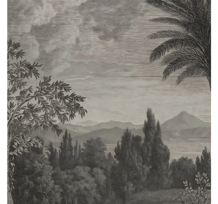 Natur landskab grå fototapet badeværelse - TenStickers