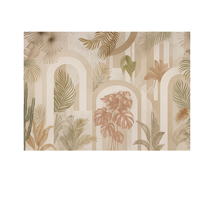 Design af junglebuer fototapet stue - TenStickers