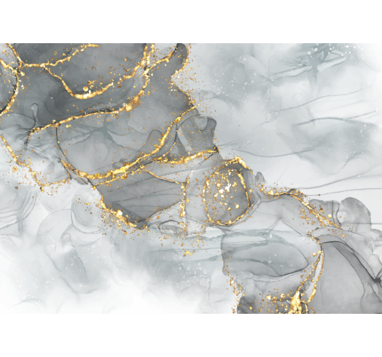 Mosaikvæg grå og guld fototapet soveværelse - TenStickers