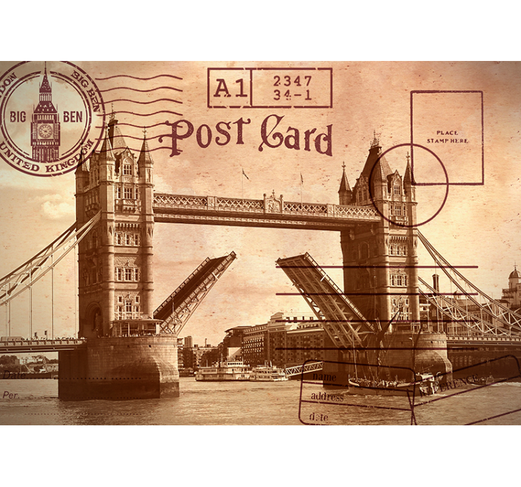 Tårn bro postkort london fototapet - TenStickers