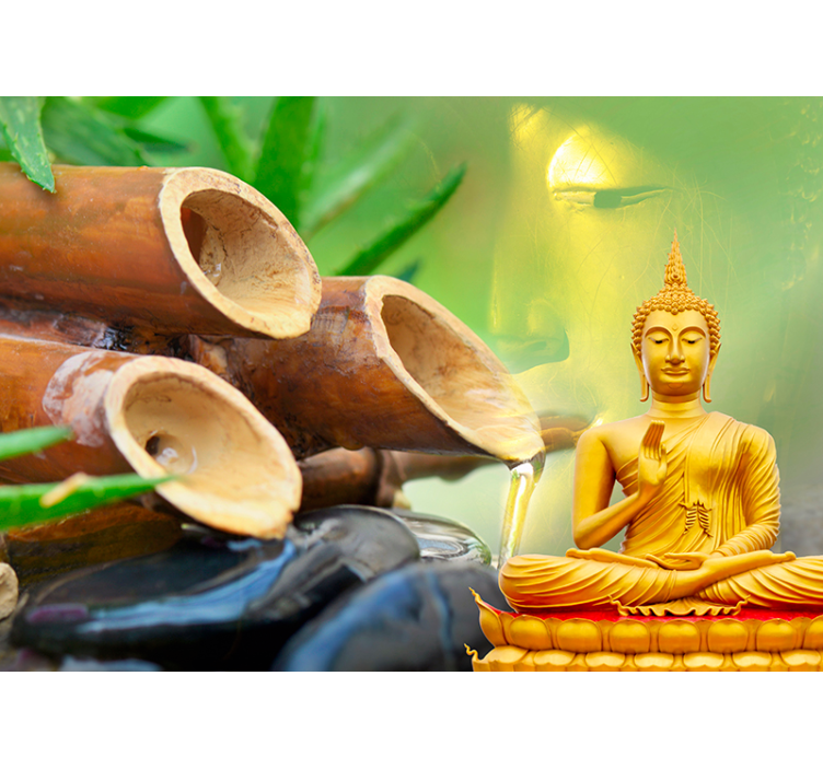 Gylden buddha med vand buddha fototapet - TenStickers