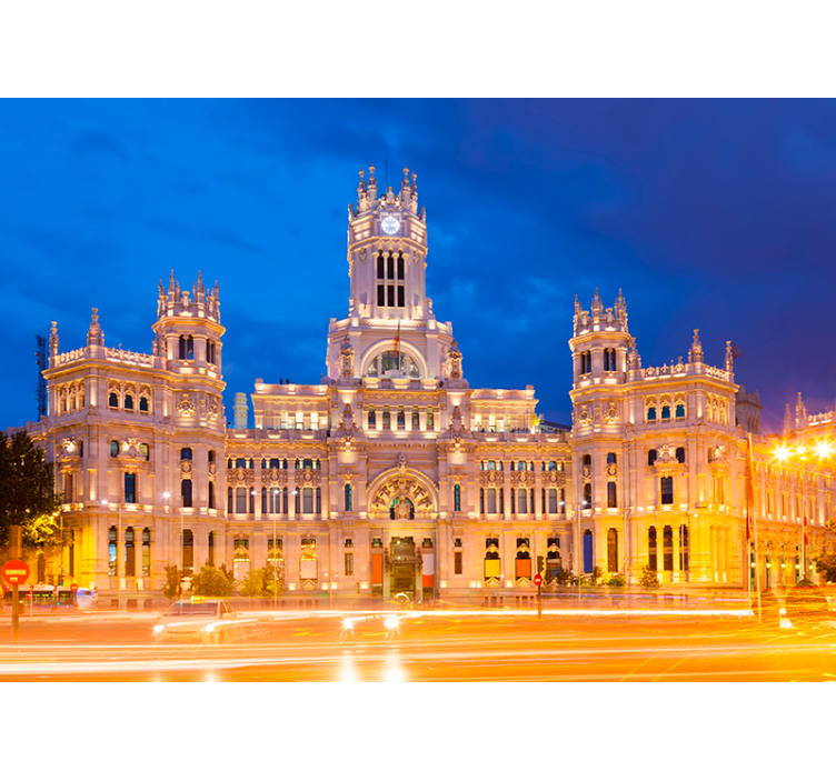 Palacio cibeles om natten bymuren - TenStickers