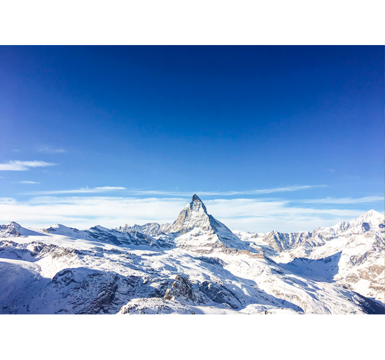 Matterhorn bjerg i vinterblå fototapet - TenStickers