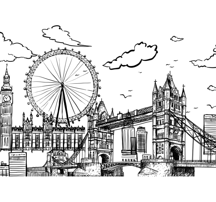 Tegning af london fototapet - TenStickers