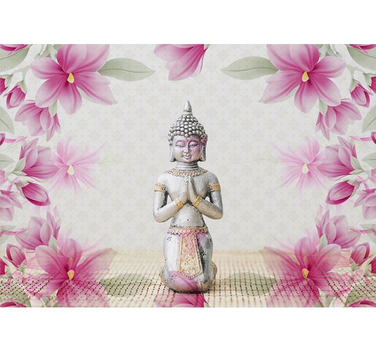 Blomster buddha zen tapet - TenStickers