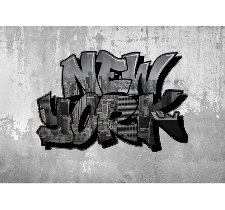Graffiti med byudsigt new york fototapet - TenStickers