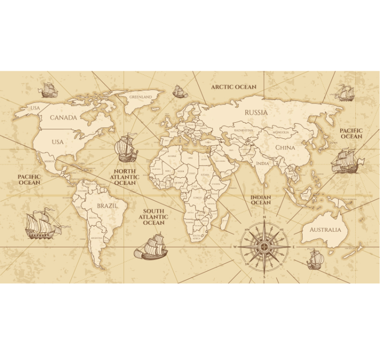 Retro worldmap sepia fototapet - TenStickers