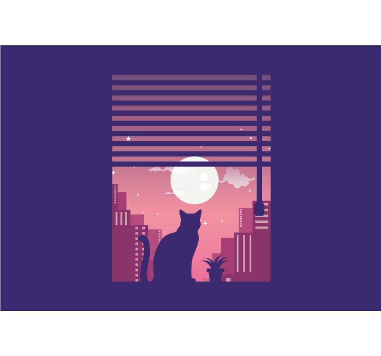 Kat silhuet natudsigt fototapet dyr - TenStickers