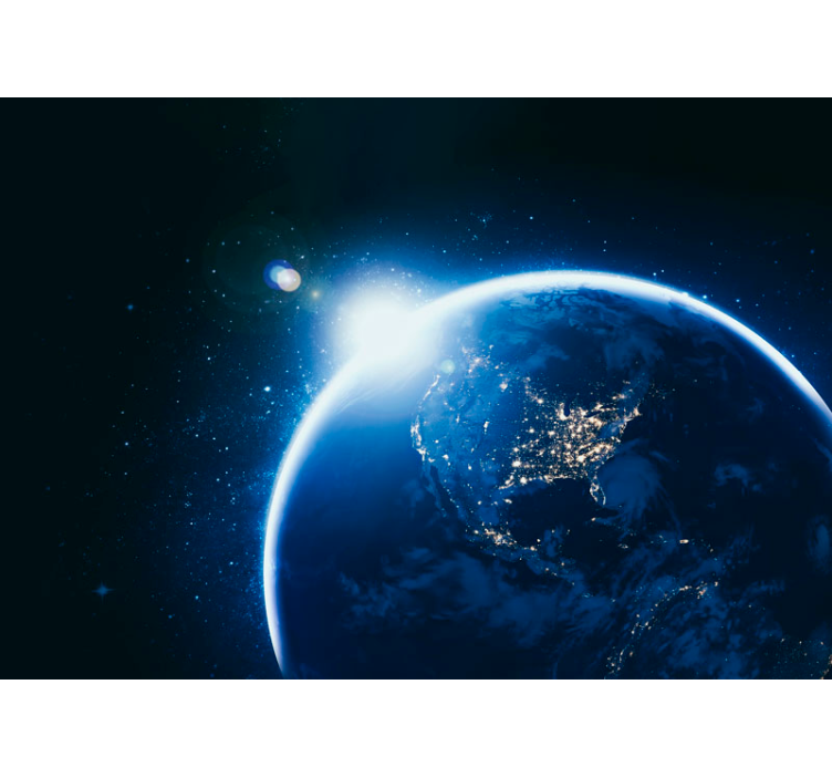 Jord fra rummet med solblændende kortmaleri - TenStickers