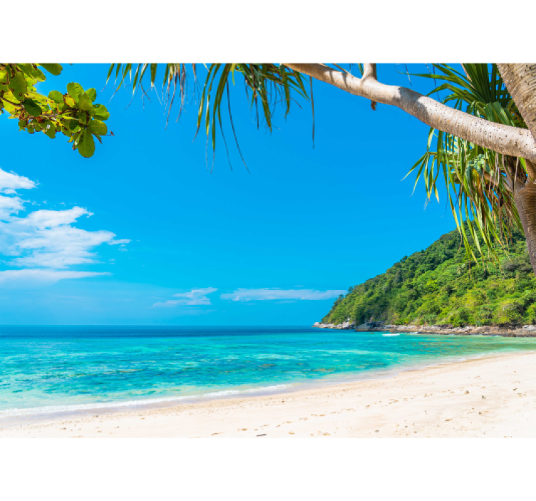 Tropisk kystlandskab fototapet hav - TenStickers