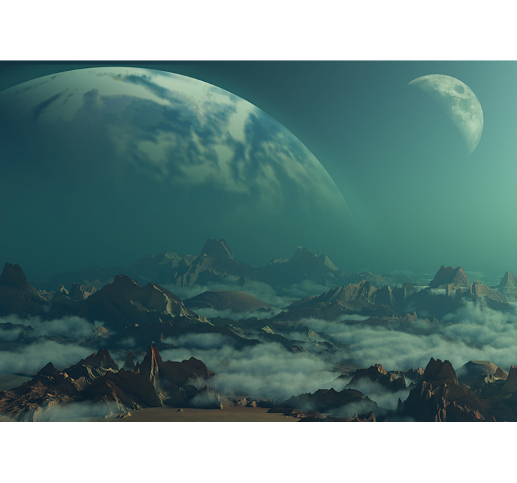 Rummet fototapet himmelske bjergtoppe - TenStickers