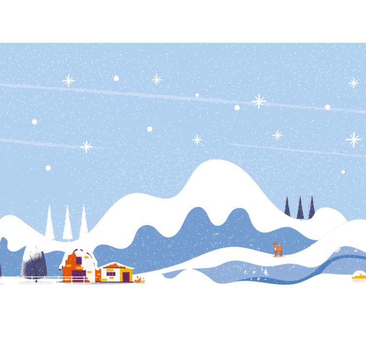 Tegnet snedækket bjerg fototapet til børneværelse - TenStickers