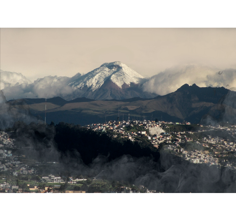 Snedækket bjergudsigt fototapet bjerg - TenStickers