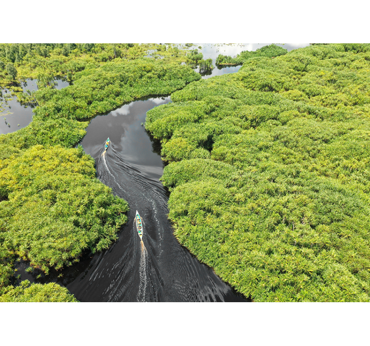 Naturskøn flodrejse landskab fototapet - TenStickers