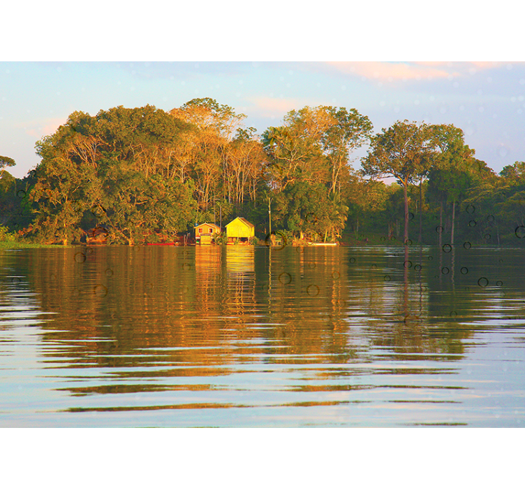 Fredfyldt vandlandskabsrefleksion landskab fototapet - TenStickers