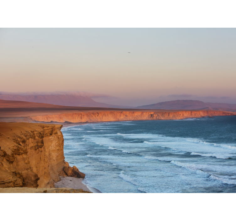 Klipper og bølger landskab fototapet - TenStickers